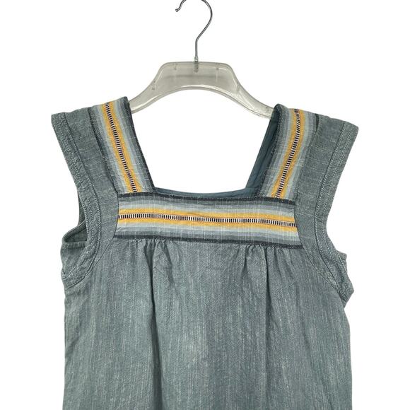 Faherty Dress Hailee Chambray Cotton Huipile Indigo Ombré Stripe Size Small - Picture 2 of 9
